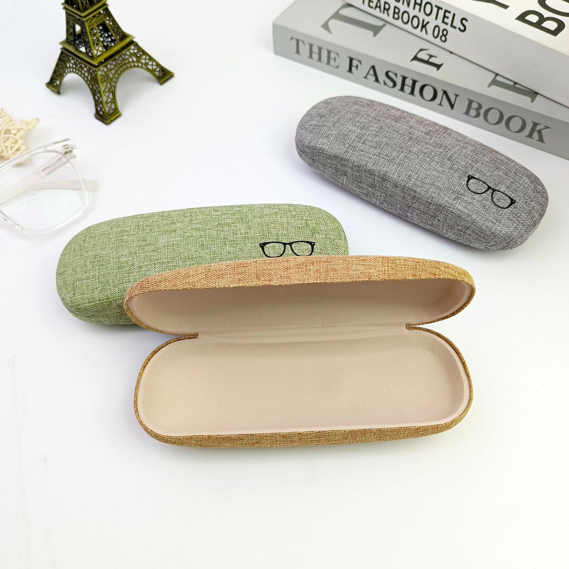 Caja de gafas de lino simple de moda, caja de gafas de miopía para hombres y mujeres, suministro de nuevos fabricantes de cajas de gafas de sol, cajas de gafas de sol