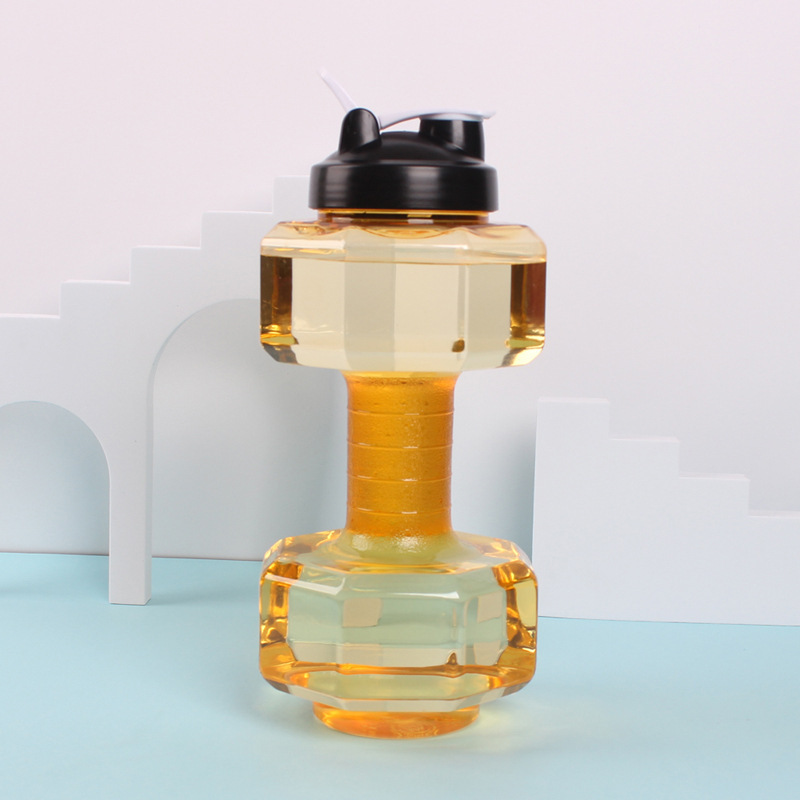 ダンベル型フィットネスアウトドア携帯ウォーターボトル プラスチック製2.6L スポーツスペースボトル 直飲みハンドル付き蓋付きカップ ダンベル型ウォーターボトル|undefined