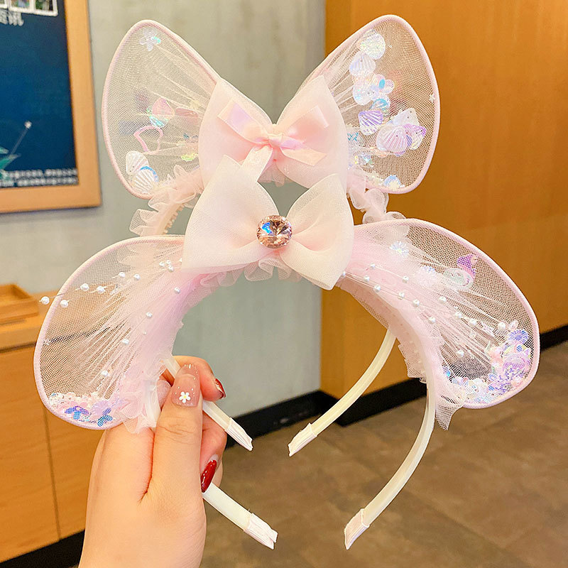 子供のカチューシャの王女の猫の耳の頭飾り歯付き滑り止めのカチューシャのレースのかわいい女の子のカチューシャの女の子の髪飾り|undefined