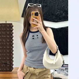 南油CE家26春夏款凯旋门撞色条纹无袖吊带背心女新款修身百搭上衣