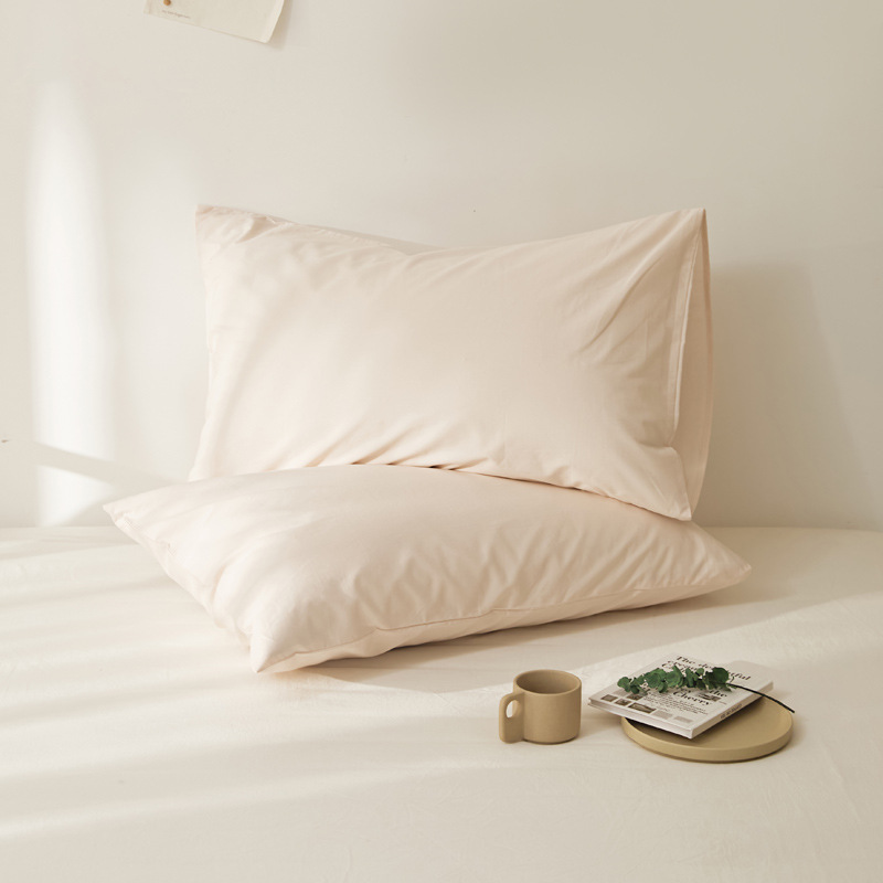 Algodón de alta calidad 60s una sola funda de almohada de algodón lavado con agua funda de almohada de algodón de color sólido funda de almohada de piel un par de 100 funda de almohada de algodón