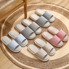 亞麻拖鞋女士春秋室內家居靜音吸汗厚底防滑四季家用棉麻布拖鞋男