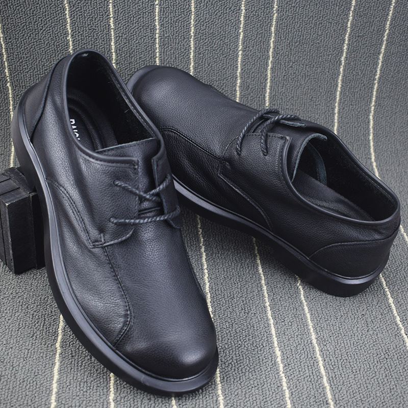 Men's Summer Versatile Lace-Up Soft Genuine Leather Business Casual Trendy First Layer Cowhide Leather Shoes for Foreign Trade