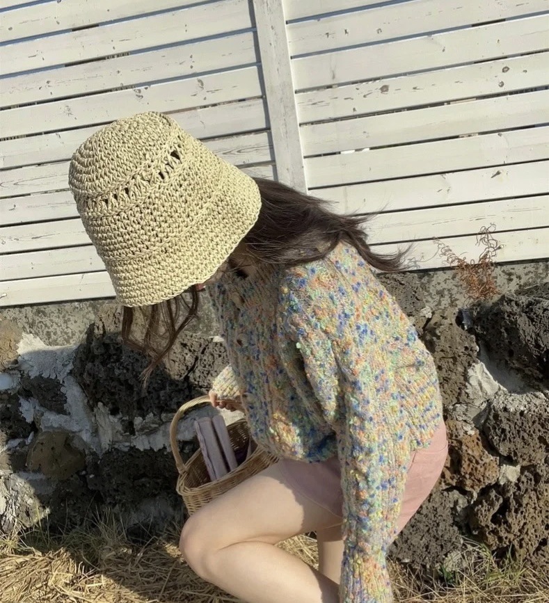 112g Weight Bucket Hat Hats Type Outdoor, Daily, Street Occasion Papyrus Material Solid Color Pattern Spring&Summer Season Women's Gender Classic Style Style Curved Eaves Rim Women's Classic Style Solid Color Curved Eaves Bucket Hat 3