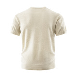 ZH8125-D美式亨利领针织短袖亚麻天丝通勤老钱风上衣休闲T恤，男装针织衫/毛衣，星座614