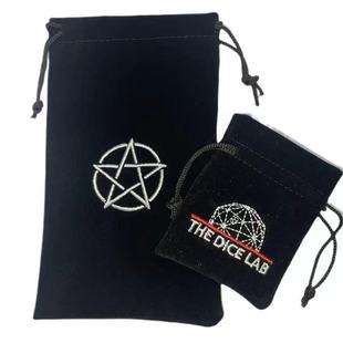 Tarot Card Velvet Bag Embroidered Jacquard Black Velvet Bag Deerskin Velvet Bag Oximeter Drawstring Bag Portable
