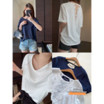 设计感小众 重工镂空蕾丝刺绣小衫显瘦飞袖短袖T恤女夏新