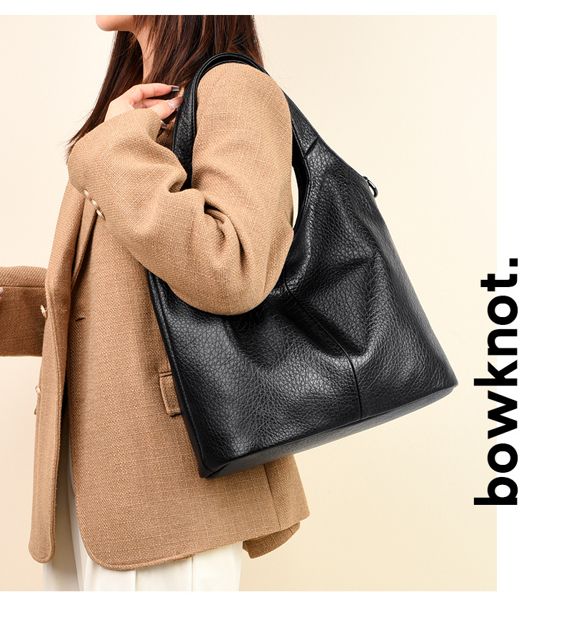 Borsa da donna, borsa nera grande, nuova borsa tote da donna, borsa versatile sotto le ascelle, borsa a tracolla monospalla di grande capacità_voghion.com