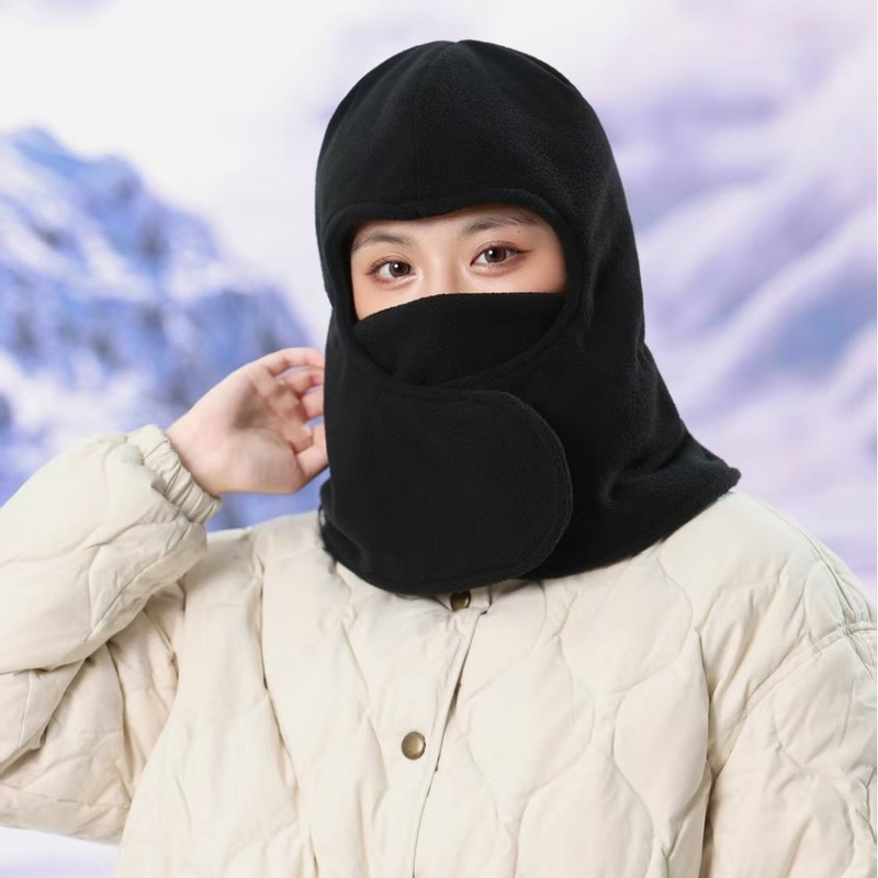 户外防风秋冬帽子男女保暖口罩骑行帽防风防寒加厚抓绒帽滑雪头套|undefined