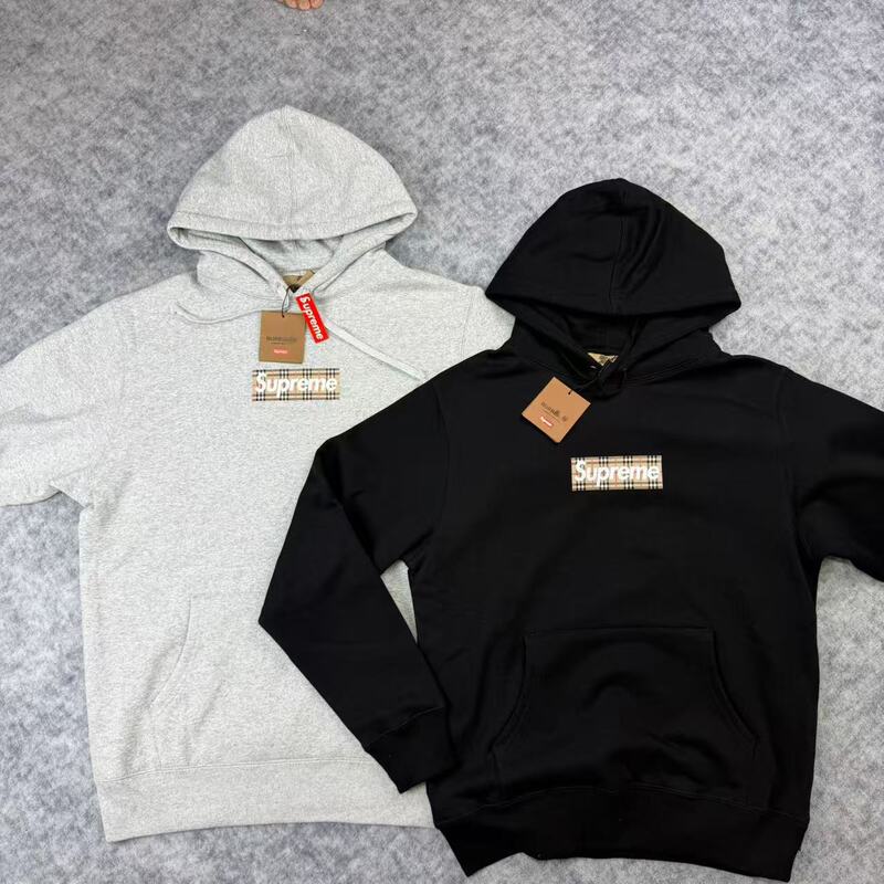 Cross-Border Classic Sup Baoli Collaboration Printed Fleece-Lined Crewneck Pullover Sweatshirt for Men and Women, Wholesale and Dropshipping