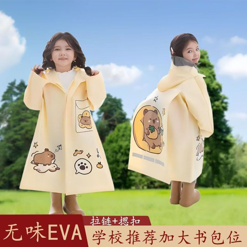 Children's Raincoat Baby Kindergarten Primary School Student Cartoon Poncho with School Bag Bit Boy Girl Raincoat Rain Gear Wholesale