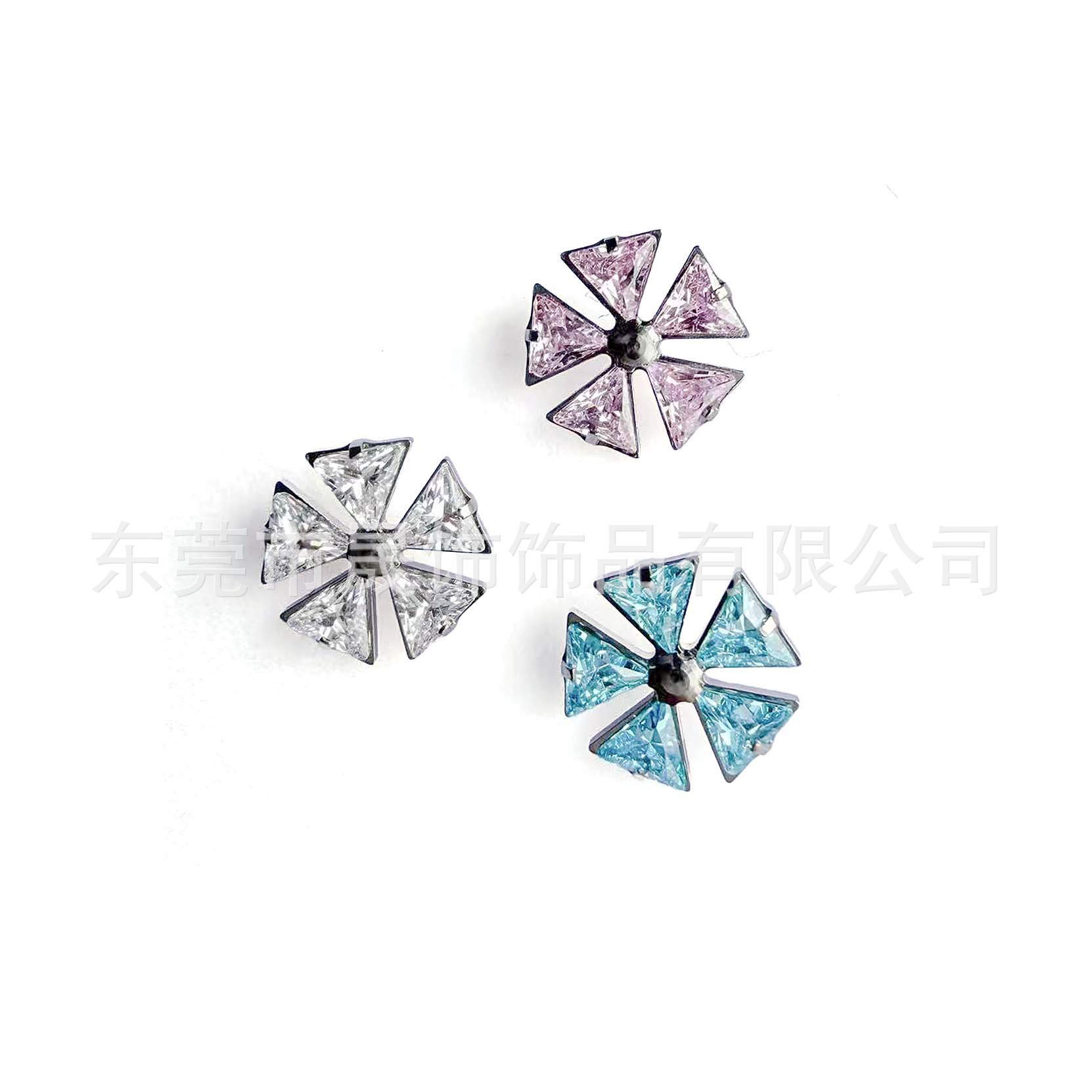 F136 Titanium 风车 Studded Cubic Zirconia Ear Stud Helix Cartilage Stud G23 Implant Grade Titanium 人体 Piercing Jewelry Accessories 头
