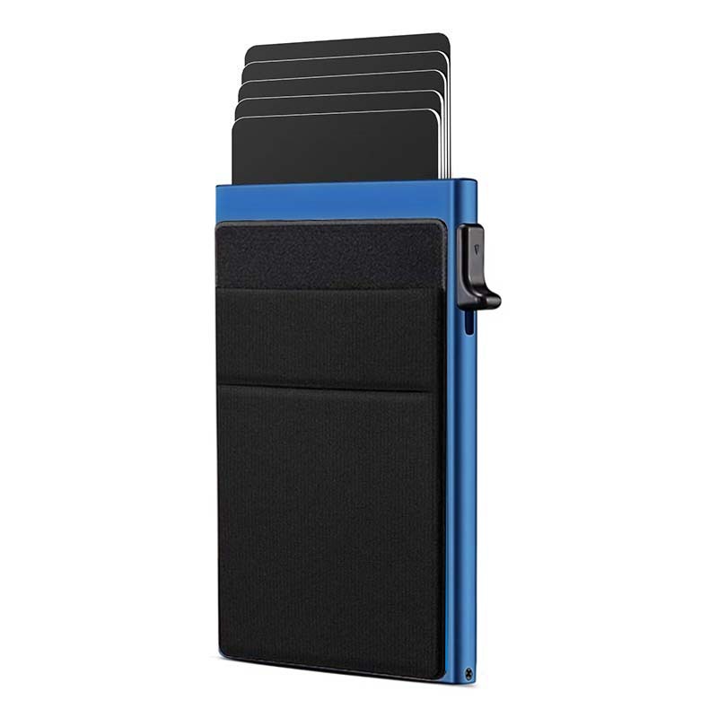 Nuevo paquete de tarjetas para hombres, caja de tarjetas de metal de aleación de aluminio, multi-posición de tarjetas antirrobo, paquete de tarjetas de deslizamiento, cartera pequeña en una
