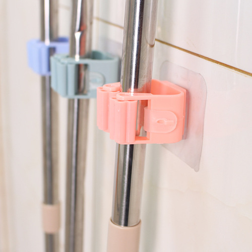 No punching and traceless mop rack storage mop hook bathroom bathroom wall-mounted broom hanger mop clip