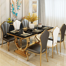 轻奢亮光岩板餐桌现代简约长方形意式极简家用设计师款饭桌椅组合