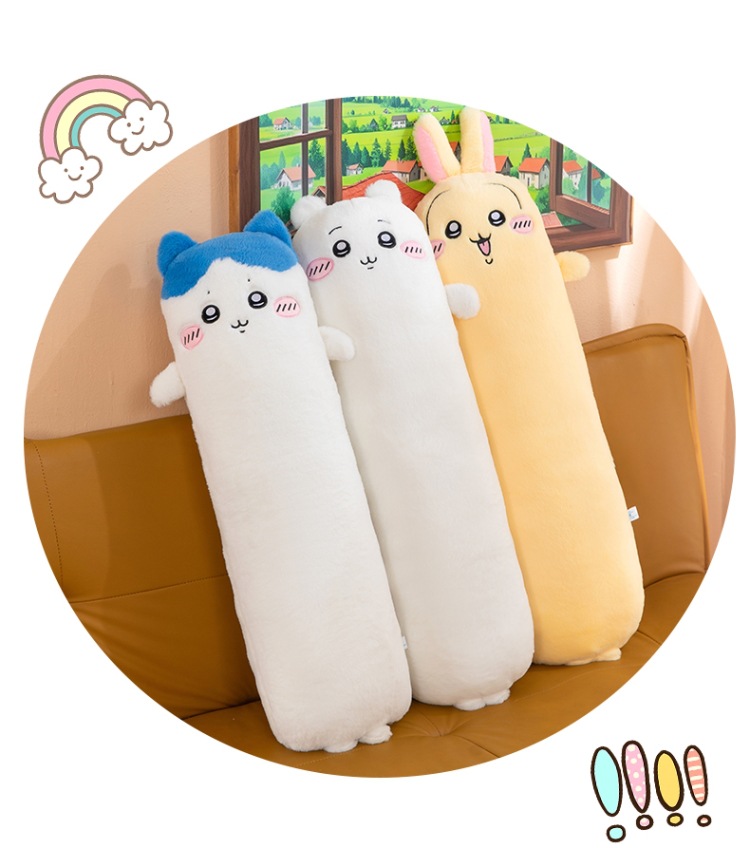 New Long Strip Chiikawa Plush Pillow Cute Hachiware Usagi Doll Sofa Cushion Stuffed Toy