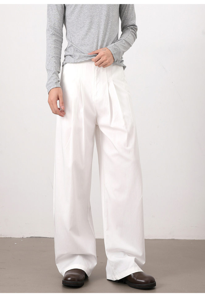 Quần tây nam dáng chữ A xếp ly đôi form rộng rủ, phong cách công sở casual — Màu kaki, Màu trắng, màu đen chi tiết 19