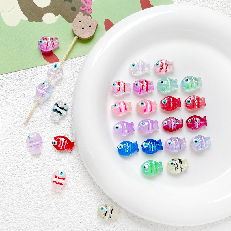 5g Weight Beads Jewelry Making Type DIY Ornament Accessories Classification 1 Piece Quantity Glass, glass Material Fish Pattern All Seasons Season Cute Style 1 Piece Glass Glass Fish DIY Ornament Accessories Beads 4
