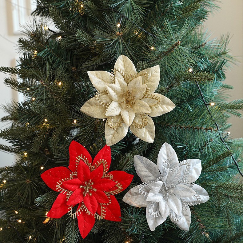 Nuevo árbol de Navidad decoración simulación flores de Navidad DIY tres capas festivales tridimensionales diseño de atmósfera de Navidad simulación flores