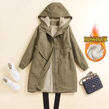 宽松连帽派克服女中长款2025秋冬新款韩版显瘦加绒棉衣棉袄加厚外