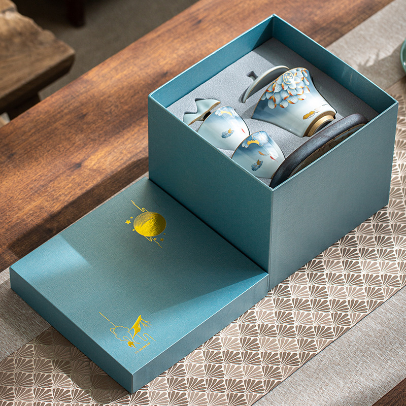 Lucky Star High Tea Set Gift Box with Laser Logo Ceramic Tea Set Small Set for End-of-Year Creative Handout Gift Wholesale