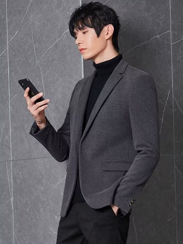 【Special】Autumn and Winter Men's Casual Suit Jacket Slim Korean Style Woolen Overcoat Suit Set Top Single Trendy