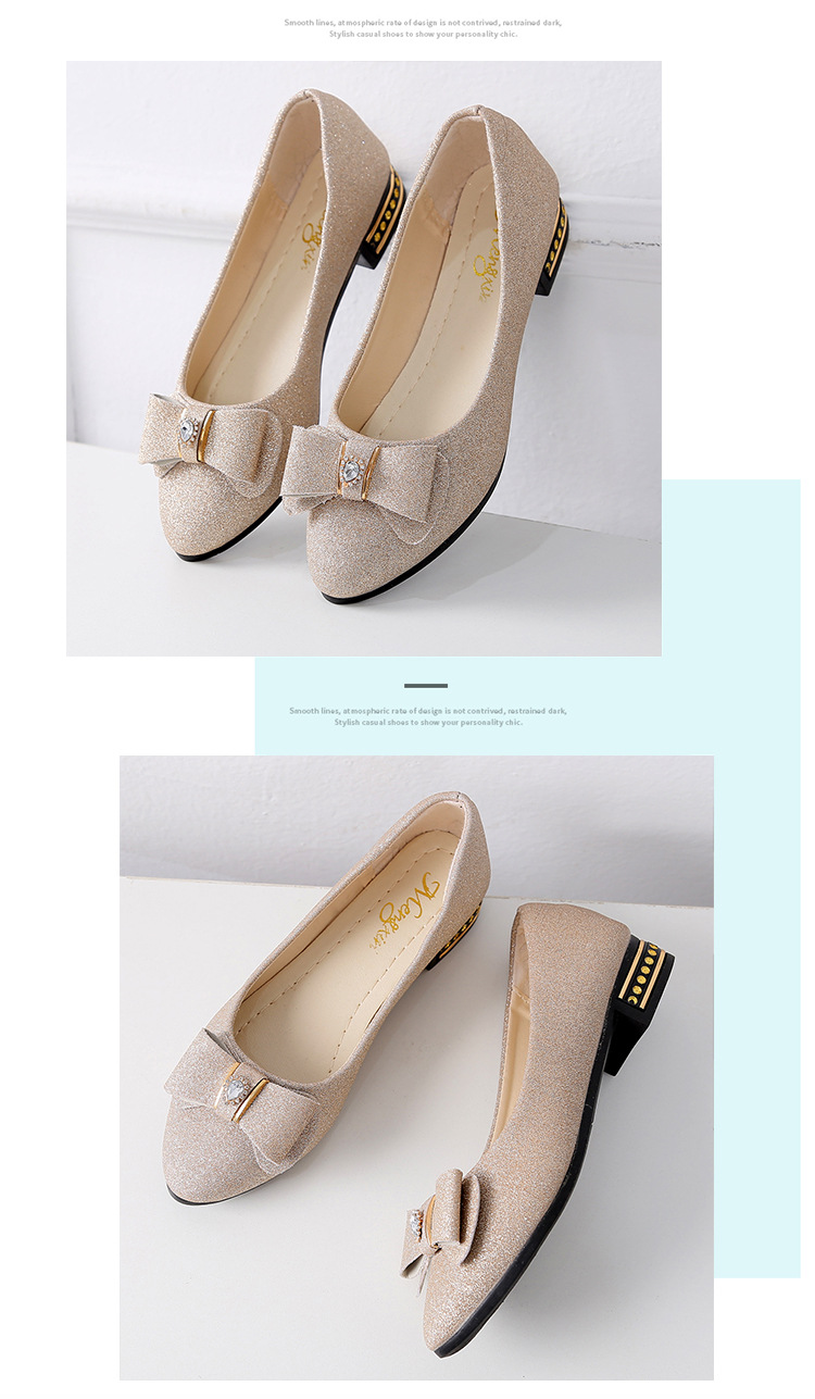 Spring Bow Knot Mom Shoes Low Cut Women's Sequined Soft Soled Loafers Professional Single Shoes_vogvips.com