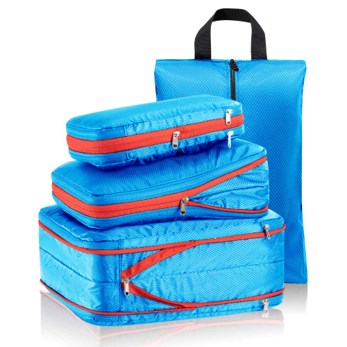 Travel Storage Bag, Compression Organizer, Zippered Waterproof Storage Set with Shoe Pouch and Waterproof Clothing & Toiletries Bag