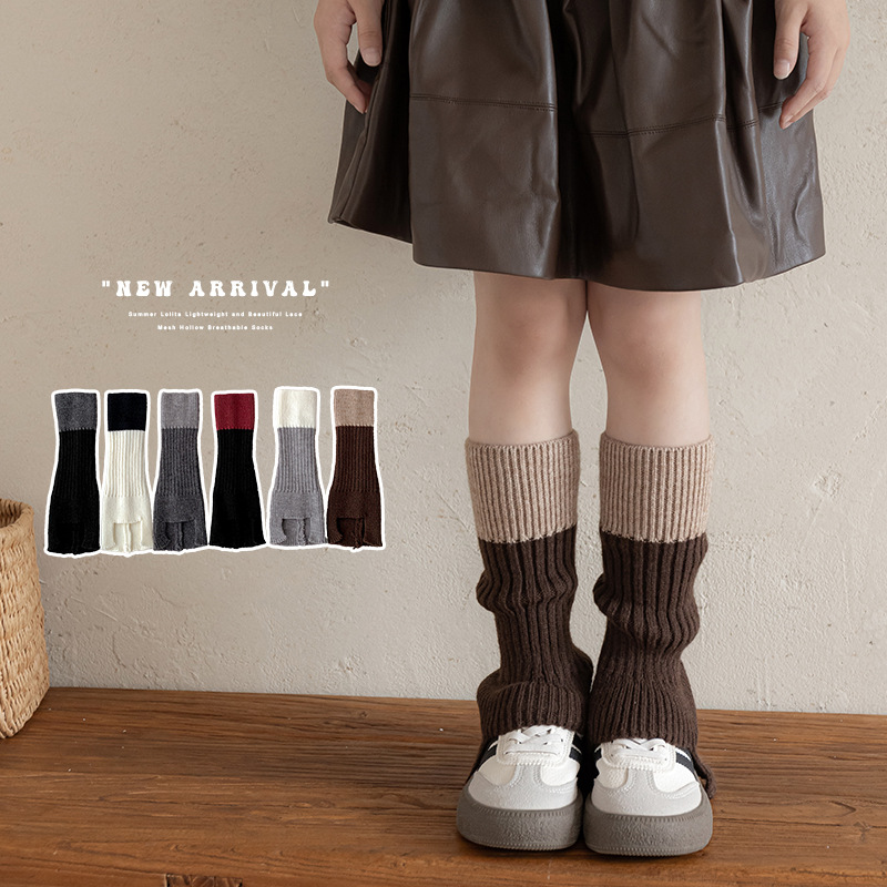 Botas de algodón para niños calcetines de mujer color contrastante calcetines de pantorrilla de empalme japonés retrógrado delgado otoño y invierno coreano chicas calcetines de pila