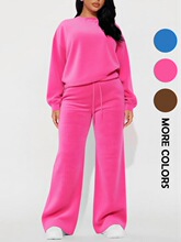 Q 75097 Zipper Hoodie Wide Leg Pants Set �������ȿ���װ
