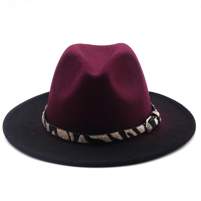 Wholesale Gradient Tie-dye Big Brim Woolen Jazz Top Hat Nihaojewelry display picture 4