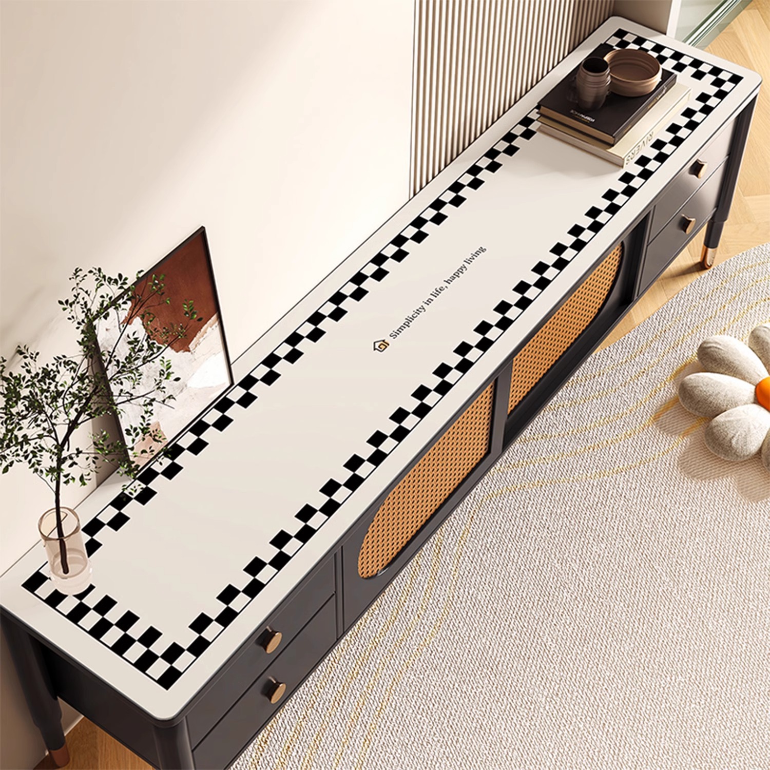 Lujo ligero TV gabinete mesa estera Luz de lujo de alto grado a prueba de aceite a prueba de agua desechable aparador gabinete de zapatos de tela estera de protección de escritorio