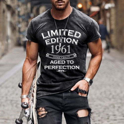 2025 Fashion 3D Printed Short-Sleeve T-Shirt with Round Neck for Men, Digital 3D Letter Pattern, Trendy Men's Clothing