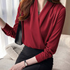 Autumn sexy shirt, top, western style, V-neckline, long sleeve