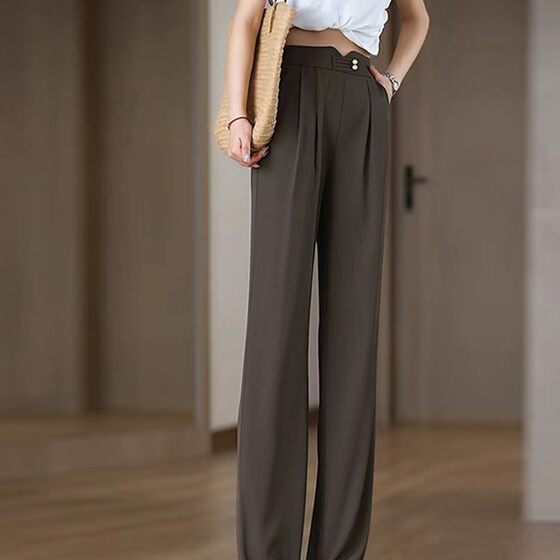 Improved model, please look at the real object before placing an order. Summer new Joker ice silk cool casual pants for women with high waist