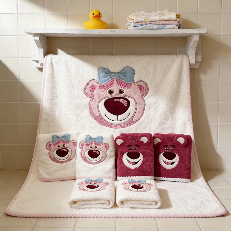 Cute Strawberry Bear Coral Fleece Towel Bath Towel Baby Shower Cap Children's Cartoon suit Thickened Absorbent Towel Household Cute Strawberry Bear Coral Fleece Towel Bath Towel Baby Shower Cap Children's Cartoon suit Thickened Absorbent Towel Household