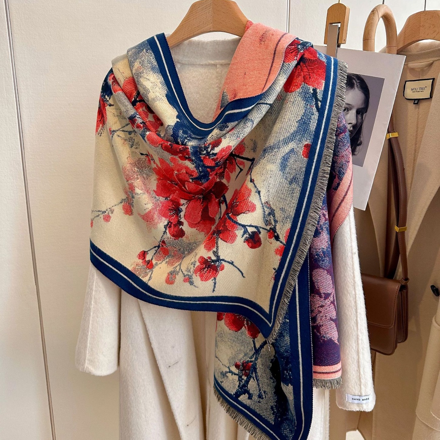 Doble cara invierno engrosado calentamiento collar aire acondicionado chal impresión coreana otoño invierno nuevo bufandas jacquard de cashmere para mujeres