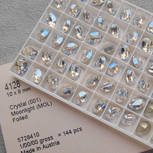 2025 Swarovan genuine goods 4128 pigeon egg 10X8 oval fancy stone pointed bottom diamond jewelry drill white moonlight