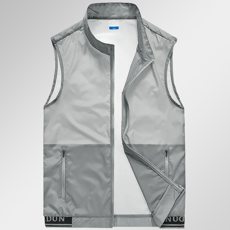 Chaleco de verano para hombre estilo fino deportes al aire libre transpirable de secado rápido chaleco de cuello alto sin mangas ropa de piel casual de moda suelta