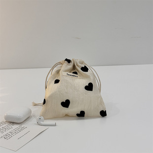 Drawstring drawstring cosmetic bag cute hand carrying small cloth bag corduroy organizing bag gift bag sundries storage bag