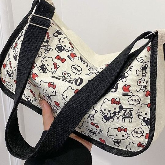 Japanese cartoon kt' cat canvas bag small large capacity single shoulder saddle students make oblique dumplings for class
