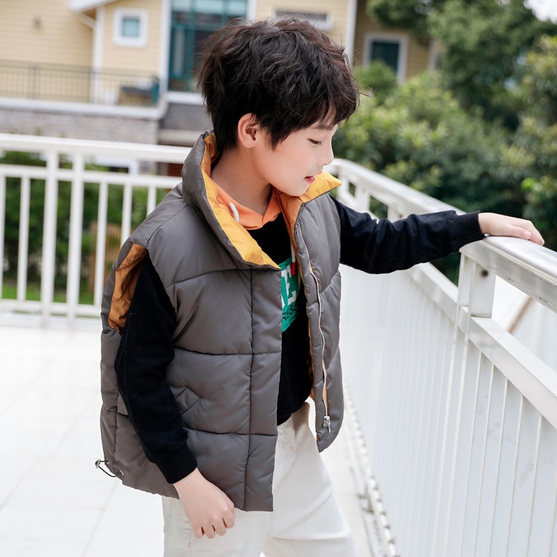 Niños collar de pie Chaleco de algodón niños y niñas Otoño e Invierno Nuevo abajo Chaleco de algodón bebé moda desgaste exterior chaleco medio y niños grandes