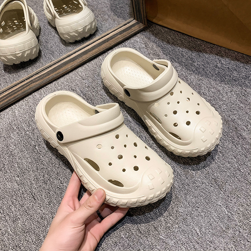 2025 zapatos con agujeros de suela gruesa de comercio exterior, zapatillas antideslizantes y transpirables, sandalias de playa cómodas de suela blanda de moda en verano