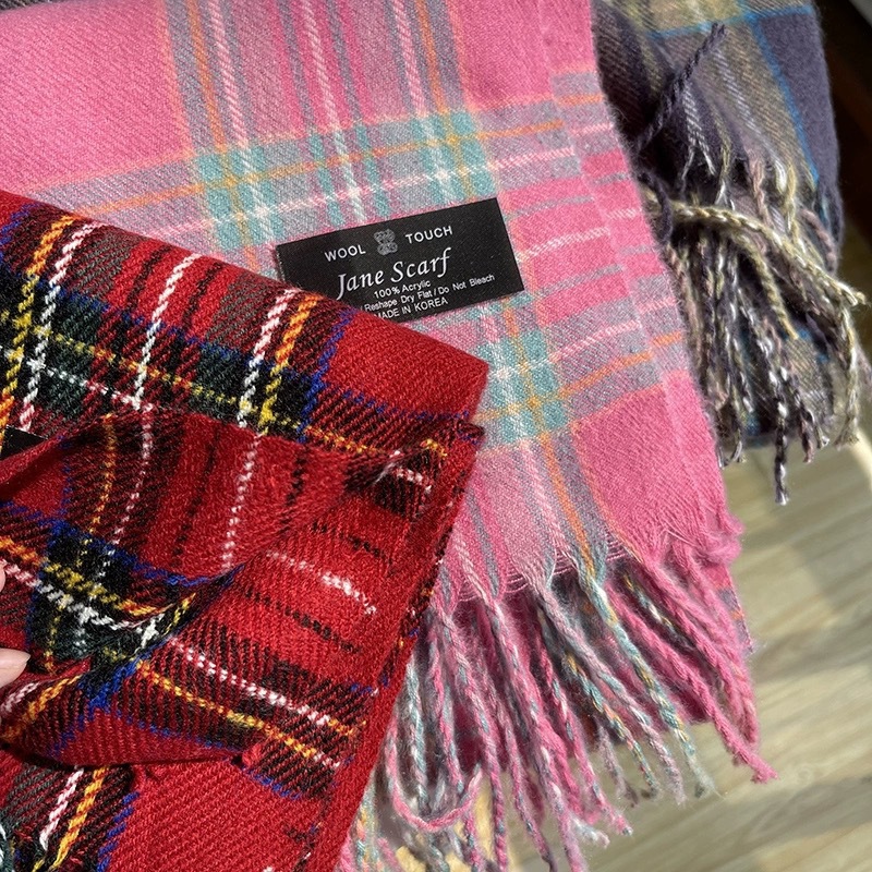 Écharpe d'hiver à carreaux rouges de Noël, édition coréenne polyvalente pour hommes et femmes, châle chaud pour couple d'étudiants_voghion.com
