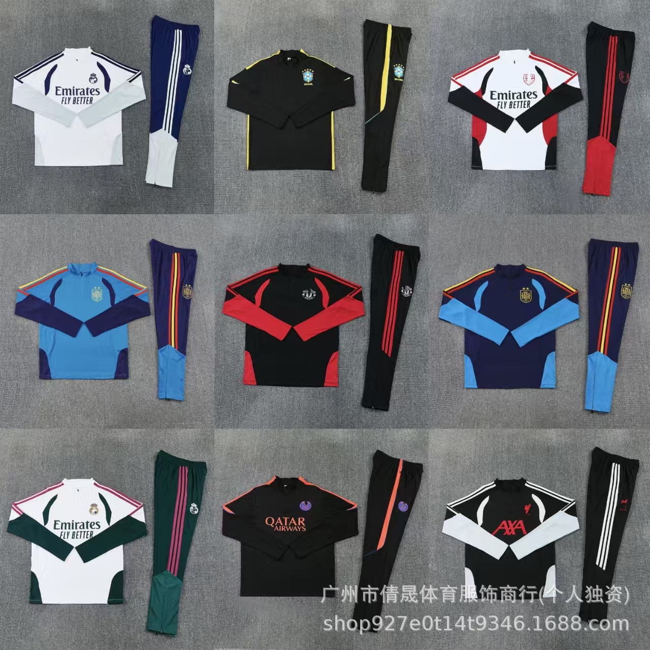 2627 New Half-Zip Training Suit Long Sleeve Long Pants Soccer Warm-Up Suit Quick-Dry Sports Set Manufacturer Wholesale