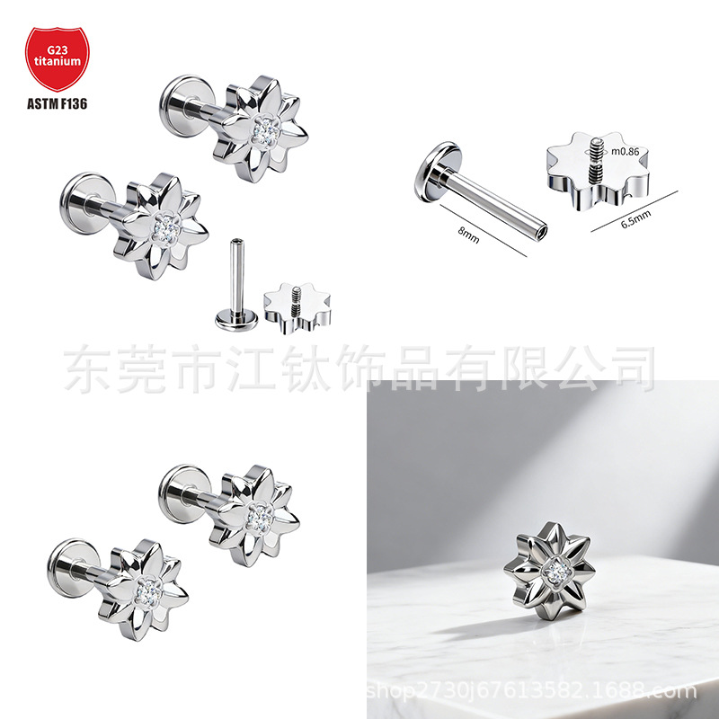 Pointed titanium steel lip stud product view