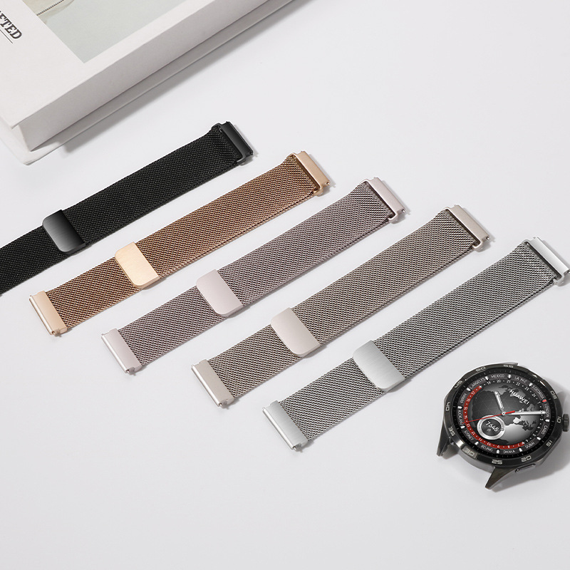 适用于华为watch5按压磁吸表带 按键米兰尼斯华为GT4/5 Pro手表带|undefined