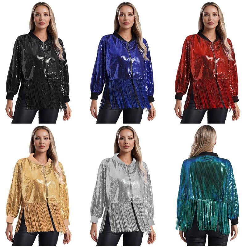 Disco-Themed Country-Style Dolly Fringe Jacket for Women, European and American Cross-Border Loose Fringe Jacket, Sports Jacket for Women, Trendy