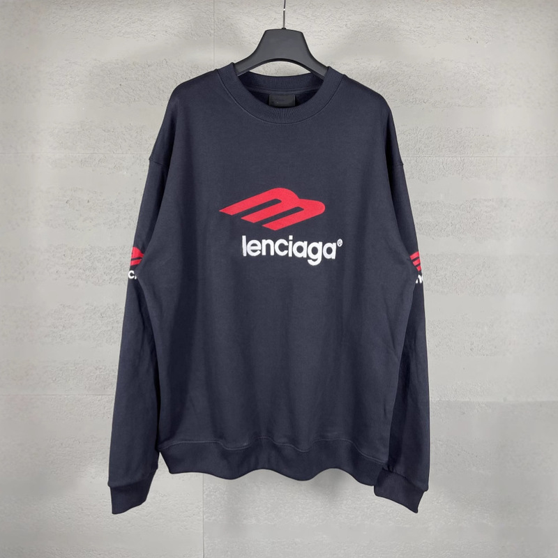 Paris High Version 24SS New B Classic Letter Large LOGO Icon Embroidered OS Loose Round Neck Sweat Paris High Version 24SS New B Classic Letter Large LOGO Icon Embroidered OS Loose Round Neck Sweat