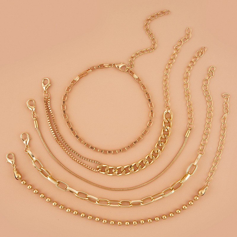Women's Retro Punk Style Multi-piece Charm Bracelet Set_voghion.com